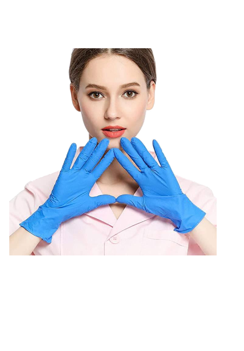 Disposable blue nitrile gloves
